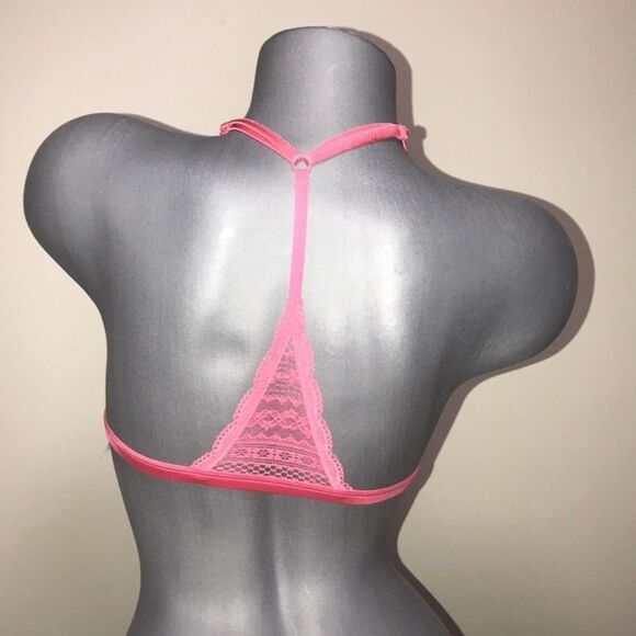 Victoria's Secret Bralette Bra Lace Racerback Front Close Unlined Wireless Xs - Picture 4 of 5